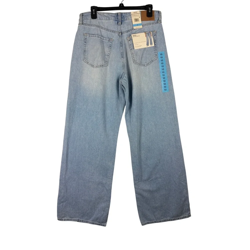 Aeropostale High Rise Wide Leg Jeans Medium Wash Blue Denim Womens 10 156921 NEW